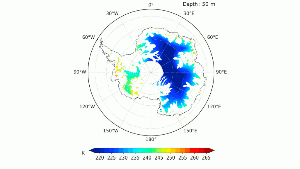 Antarctic Mission Mystery — Research Robot Vanishes During Major Expedition 3 Antarctic Ice Temperature Profile Map