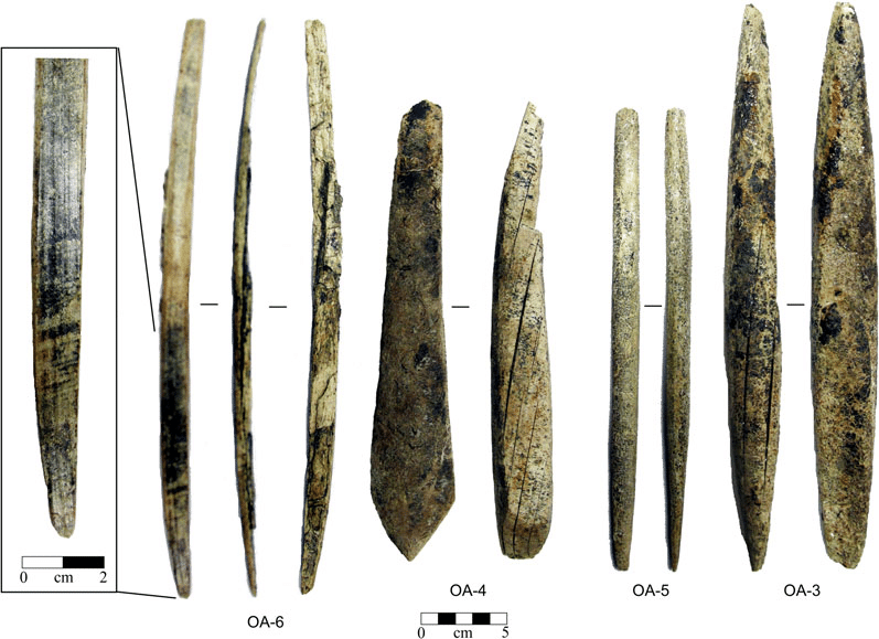 Ancient Alaskan Site May Finally Explain How the First People Reached North America 3 Close-up photograph of microblade tools and worked mammoth ivory recovered from the Ancient Alaskan Site